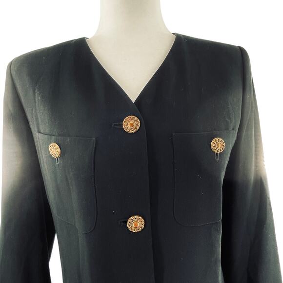 Episode Carolyn Wight Freeman Vintage Black Wool Classic Long Jacket Blazer 4 - Picture 6 of 16